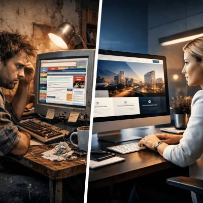 comparação entre site barato e site profissional